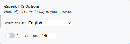 Actual SSN eSpeak provider settings