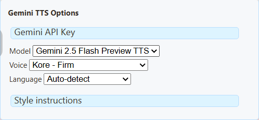Actual SSN Gemini provider settings